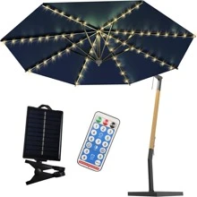 1入組太陽能露台雨傘戶外燈光帶遙控器,8模式104led,適用於花園戶外花園裝飾,節日,聖誕氛圍裝飾用品