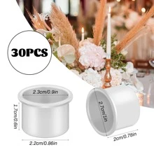 30入組鋁金屬燭杯,燭台杯,小型燭杯,燭模,燭罐,燭芯容器,適用於diy燭製作和家居裝飾展示 - 銀色 - 查看 2