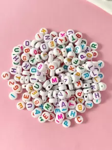 200pcs White Base Colorful Letter Beads For Bracelet Or Necklace - Multicolor - View 2