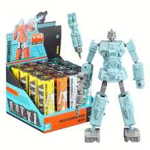1pc Children's Robot Transforming Pen 2-in-1 Creative Stationery, Student Brain Teaser Toy Transformer Pen With Adjustable Rotating Joints - Blue - View 4