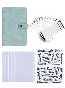 A6 Soft PU Leather Snap Closure Loose-Leaf Binder With Cash Envelope Pocket, Personal Finance Budget Planner, Refillable Cash Wallet For Traveling, Daily Savings Notebook, Household Account Book,Back To School,School Supplies