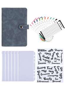 A6 Soft PU Leather Snap Closure Loose-Leaf Binder With Cash Envelope Pocket, Personal Finance Budget Planner, Refillable Cash Wallet For Traveling, Daily Savings Notebook, Household Account Book,Back To School,School Supplies