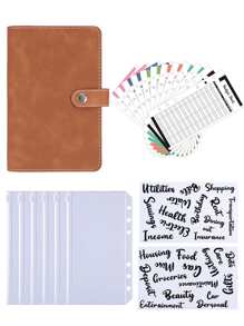 A6 Soft PU Leather Snap Closure Loose-Leaf Binder With Cash Envelope Pocket, Personal Finance Budget Planner, Refillable Cash Wallet For Traveling, Daily Savings Notebook, Household Account Book,Back To School,School Supplies
