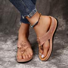 Women's Mesh Floral Thong Sandals, Minimalist Casual Platform Slip-On Flip Flops, New Popular Design - Pink - View 6