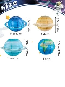 4 PCS Planet Paper Lanterns Solar System Planets Lantern for Kids Outer Space Party Decorations Space Theme Party Birthday Room Decorations - Multicolor - View 3