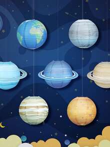 4 PCS Planet Paper Lanterns Solar System Planets Lantern for Kids Outer Space Party Decorations Space Theme Party Birthday Room Decorations - Multicolor - View 4