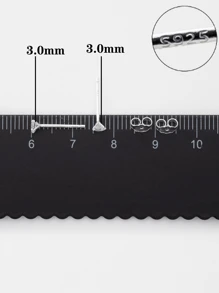 2pcs 925 Sterling Silver Heart-Shaped Earrings, Silver, Adorned With 3mm Shiny Zirconia, Women's Jewelry Valentines - Silver - View 3