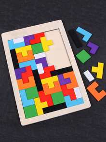 1套七巧板拼圖玩具木塊狀,現代撞色拼圖塊狀玩具適用於兒童 - 彩色 - 查看 6