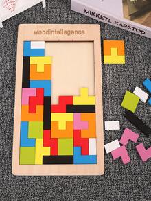 1套七巧板拼圖玩具木塊狀,現代撞色拼圖塊狀玩具適用於兒童 - 彩色 - 查看 5