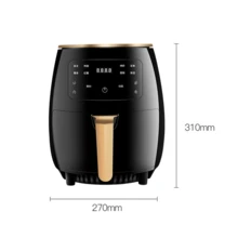 4.5升觸摸屏空氣炸鍋適合家庭廚房烘焙，健康無油烹飪，曜石黑 - 黑色 - 查看 3