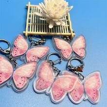 1 Pieza Llavero Acrílico Con Patrón De Mariposa Para Mujeres, Colgante Para Mochila, Decoración Encantadora Para Colgar - Rosa - Ver 2