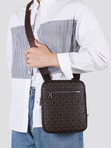 棕色男士斜挎包PVC單肩包男士斜挎包防水耐磨輕便通勤商務休閒適合男士白領高管 - 棕色 - 查看 1