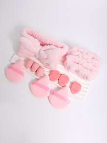 12件套化妆工具套装，包含1个蝴蝶结发带、2个腕带、3个迷你美妆蛋、3个三角散粉扑、3个指形迷你气垫粉扑。这款粉底美妆蛋可均匀涂抹于液体、膏状和粉状产品，多色设计方便区分，不含乳胶，干湿两用，适合所有肤质，是赠品、旅行、平价好物和旅行必备品的理想之选。 - 彩色 - 查看 2