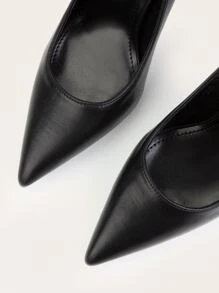 歐美風格時尚職業女鞋,黑色細高跟淺口尖頭高跟鞋,工作鞋 - 黑色 - 查看 5