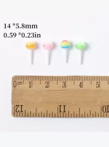 Approx. 30pcs Mixed Undrilled Mini Lollipop Accessories, DIY Nail Art, Earrings, Hair Accessories, Resin Craft Supplies, Stationery, Phone Cases, Keychains, Hollow Out Clogs Charms, DIY Jewelry Making Materials - Multicolor - View 3