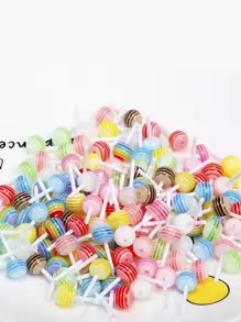 Approx. 30pcs Mixed Undrilled Mini Lollipop Accessories, DIY Nail Art, Earrings, Hair Accessories, Resin Craft Supplies, Stationery, Phone Cases, Keychains, Hollow Out Clogs Charms, DIY Jewelry Making Materials - Multicolor - View 5