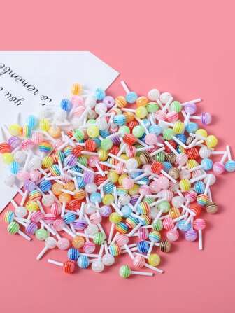 Approximately 30pcs 5g Random Mixed Non-Pierced Mini DIY Lollipop Accessories For Resin Crafts, Nail Art, Earrings, Hair Accessories, Stationery, Phone Cases, Keychains, Cups, Hole Shoes Buckles, DIY Jewelry Making Materials Set
