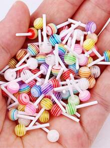 Approx. 30pcs Mixed Undrilled Mini Lollipop Accessories, DIY Nail Art, Earrings, Hair Accessories, Resin Craft Supplies, Stationery, Phone Cases, Keychains, Hollow Out Clogs Charms, DIY Jewelry Making Materials - Multicolor - View 2