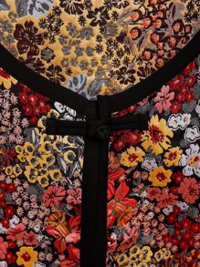 1pc Ladies' Embroidered Shawl With Ditsy Floral Print, Suitable For Holiday And Daily Wear - Black - View 3