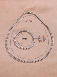 Bridal Accessory Zirconia Jewelry Set Including Earrings, Bracelet And Necklace