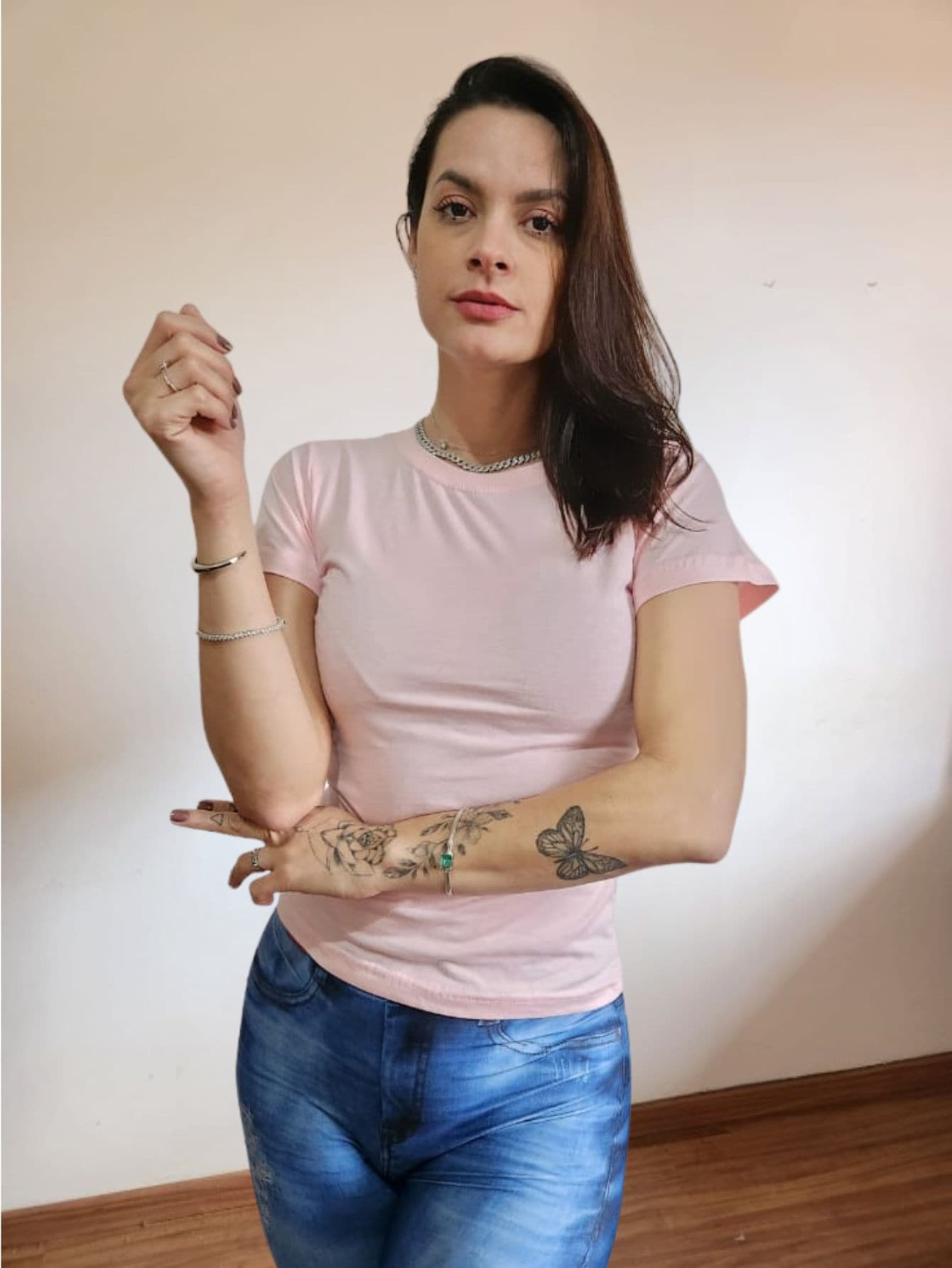 Women T-Shirts - 藕粉色 - 查看 1