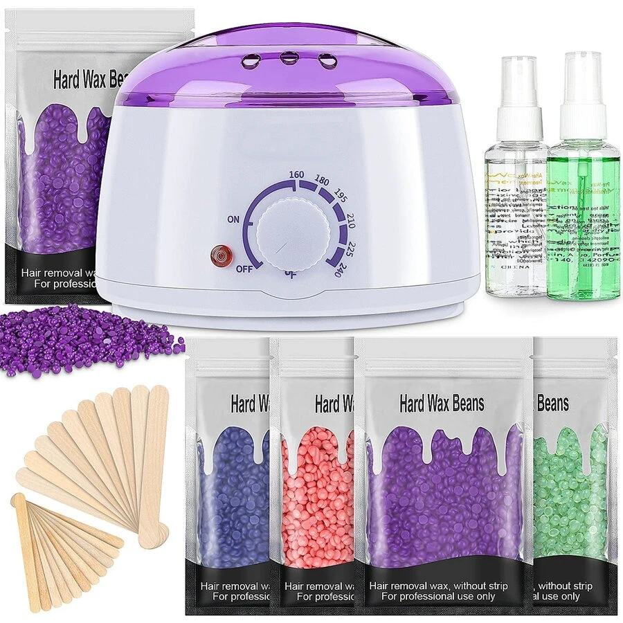 Waxing Kit for Women MenWax Warmer for Hair Removal, 17.6 oz Wax Beads (5 Packs), Hard Wax Kit for Coarse Hair Facial Eyebrow Legs Armpit Bikini Brazilian, Professional Home Wax Machine - Nhiều màu - Xem 1