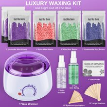Waxing Kit for Women MenWax Warmer for Hair Removal, 17.6 oz Wax Beads (5 Packs), Hard Wax Kit for Coarse Hair Facial Eyebrow Legs Armpit Bikini Brazilian, Professional Home Wax Machine - Nhiều màu - Xem 4