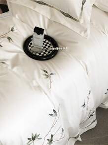 3 Piezas Juego De Ropa De Cama Bordado Con 1 Funda Nórdica Y 2 Fundas De Almohada - Blanco - Ver 6