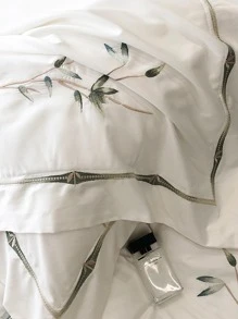 3 Piezas Juego De Ropa De Cama Bordado Con 1 Funda Nórdica Y 2 Fundas De Almohada - Blanco - Ver 7