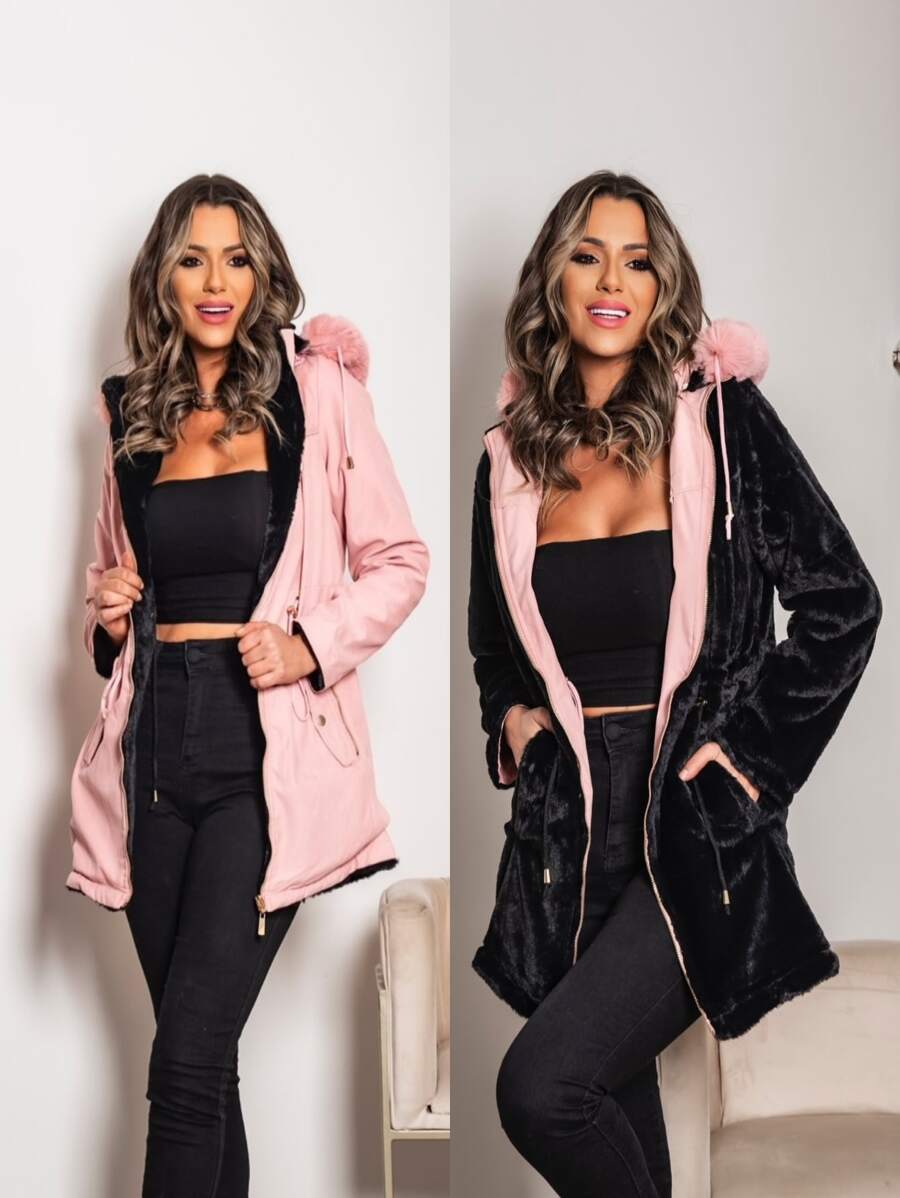 Women Trench Coats - Pink - View 1