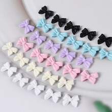 Yanyniu 30 件白色絲帶樹脂蝴蝶結美甲飾品零件 3d 水鑽美甲裝飾配件用品適用於 Diy 韓國美甲設計