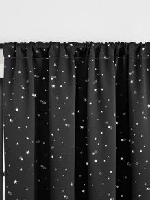 1 件遮光窗帘，纯色，带金属星形图案，涤纶混纺，遮光、隔热、防紫外线，适用于卧室、客厅、阳台 - 黑色 - 查看 7