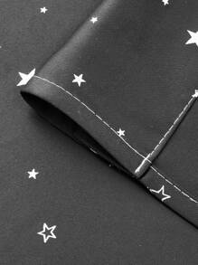 1 件遮光窗帘，纯色，带金属星形图案，涤纶混纺，遮光、隔热、防紫外线，适用于卧室、客厅、阳台 - 黑色 - 查看 8