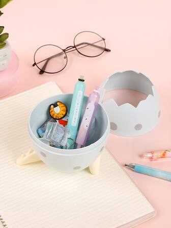 1入組藍色的恐龍蛋形狀筆筒