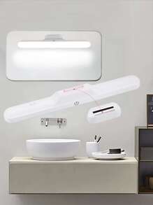 Adjustable Vanity Mirror Light, 3-In-1 Function, Dimmable, Touch Control, Color Changing, Rechargeable Battery, Magnetic Installation, Suitable For Reading, Wardrobe, Cabinet, Kitchen And More, Wireless LED Portable Light Strip For Makeup Mirror - White - View 1