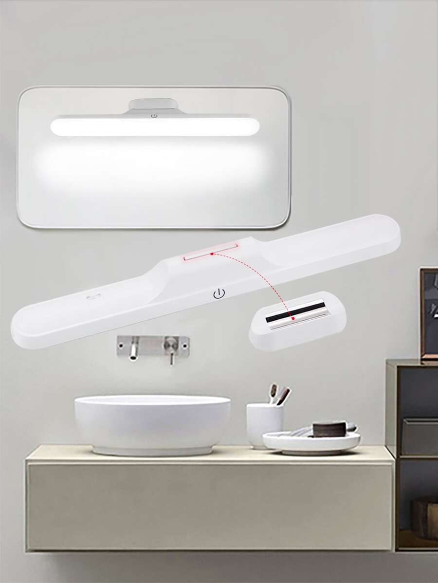 Adjustable Vanity Mirror Light, 3-In-1 Function, Dimmable, Touch Control, Color Changing, Rechargeable Battery, Magnetic Installation, Suitable For Reading, Wardrobe, Cabinet, Kitchen And More, Wireless LED Portable Light Strip For Makeup Mirror - White - View 1