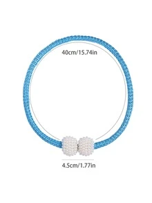 1pair Magnetic Curtain Tiebacks, Creative Rope Style & Light Luxury Design, Decorative Window Curtain Buckle Bind - Blue - View 2
