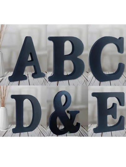 6インチ ブラック 木製文字、未塗装 壁装飾用 置式 文字スライス サインボード装飾 ホームパーティー クラフト プロジェクト 贈り物に最適