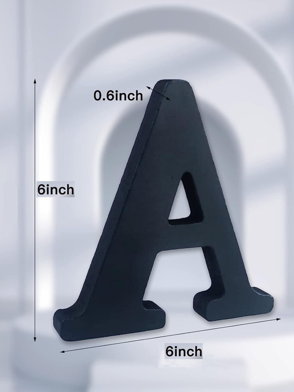 6 Inch Black Wood Letters, Unfinished Wood Letters for Wall Decor