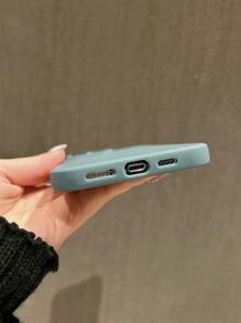 Silicone Phone Case Hazy Blue Candy Minimalist Solid Color Phone Case, Matte Scratch-Resistant Protective Cover Compatible With IPhone 11 12 13 14 15 16 Plus, 13 Pro Max, XR, 16, 14 Plus, 14 Pro Max, 13 Pro Mini Waterproof Shockproof Anti-Fall - Dusty Blue - View 4