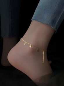1入時尚性感S925銀多星設計鍍金踝飾，突顯女性魅力，適用於日常、派對和假日穿搭