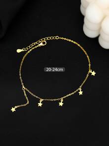 1入時尚性感S925銀多星設計鍍金踝飾，突顯女性魅力，適用於日常、派對和假日穿搭