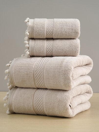 QIBHI 8/3/1pc Solid Color Satin Edged 100% Cotton 1pc Towel Or 1pc Bath Towel, Pure Cotton Absorbent Soft Face Towel/Bath Towel, Suitable For Bathroom, Hotel, Gym, Travel, Gift, Salon, Sports, Outdoor, Beach, School, Back To School, Travel Accessories, Home Essentials, Towels, Skin Care
