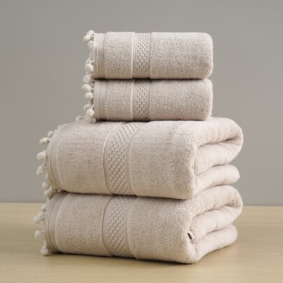 QIBHI Bộ 8/3/1 chiếc khăn mặt/khăn tắm màu trơn viền satin, thấm hút tốt, mềm mại, thích hợp cho phòng tắm, khách sạn, phòng tập thể dục, du lịch, quà tặng, salon, thể thao, ngoài trời, bãi biển, trường học, chuẩn bị năm học mới, phụ kiện du lịch, đồ dùng gia đình, khăn tắm, chăm sóc da.