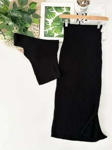 Women Sweater Co-ords - 黑色 - 查看 1