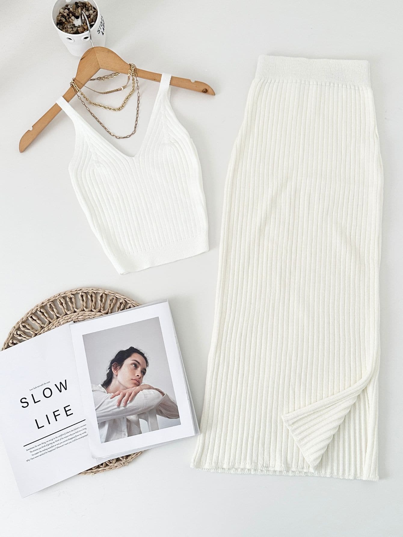 Women Sweater Co-ords - 白色 - 查看 1