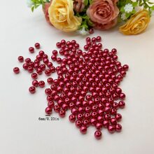 200入組6mm紅色的人造珍珠珠子在鬆動圓形造型適用於珠寶製作&DIY手環配件 - 玫瑰紅 - 查看 3
