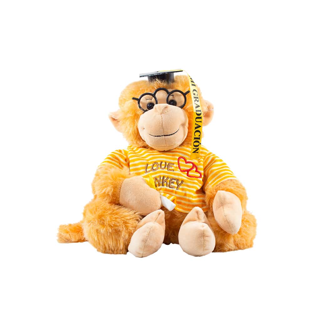Chango De Peluche Mono Graduación Con Birrete Regalo Infantil - Naranja - Ver 1
