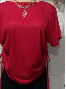 Blusa Doble Jareta Cuello Redondo TELA RIF,TELA ACANALADA TEXTURA FRESCA - Rojo - Ver 1