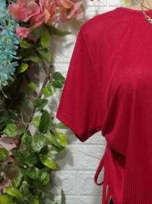 Blusa Doble Jareta Cuello Redondo TELA RIF,TELA ACANALADA TEXTURA FRESCA - Rojo - Ver 3